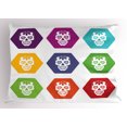 thumbnail image 1 of Sugar Skull Pillow Sham Colorful Hexagon Tiles with Silhouette Sugar Skull Figures Florally Ornamented, Decorative Standard King Size Printed Pillowcase, 36 X 20 Inches, Multicolor, by Ambesonne, 1 of 2