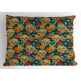 thumbnail image 1 of Sugar Skull Pillow Sham Skulls Diamond Shapes in Eyes Roses Bouquets Colorful Pattern Artistic Print, Decorative Standard King Size Printed Pillowcase, 36 X 20 Inches, Multicolor, by Ambesonne, 1 of 2