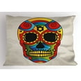 thumbnail image 1 of Sugar Skull Pillow Sham Vibrant Colored Figure Macabre Mexico Latin Tradition Mythical Religious Art, Decorative Standard Size Printed Pillowcase, 26 X 20 Inches, Multicolor, by Ambesonne, 1 of 2