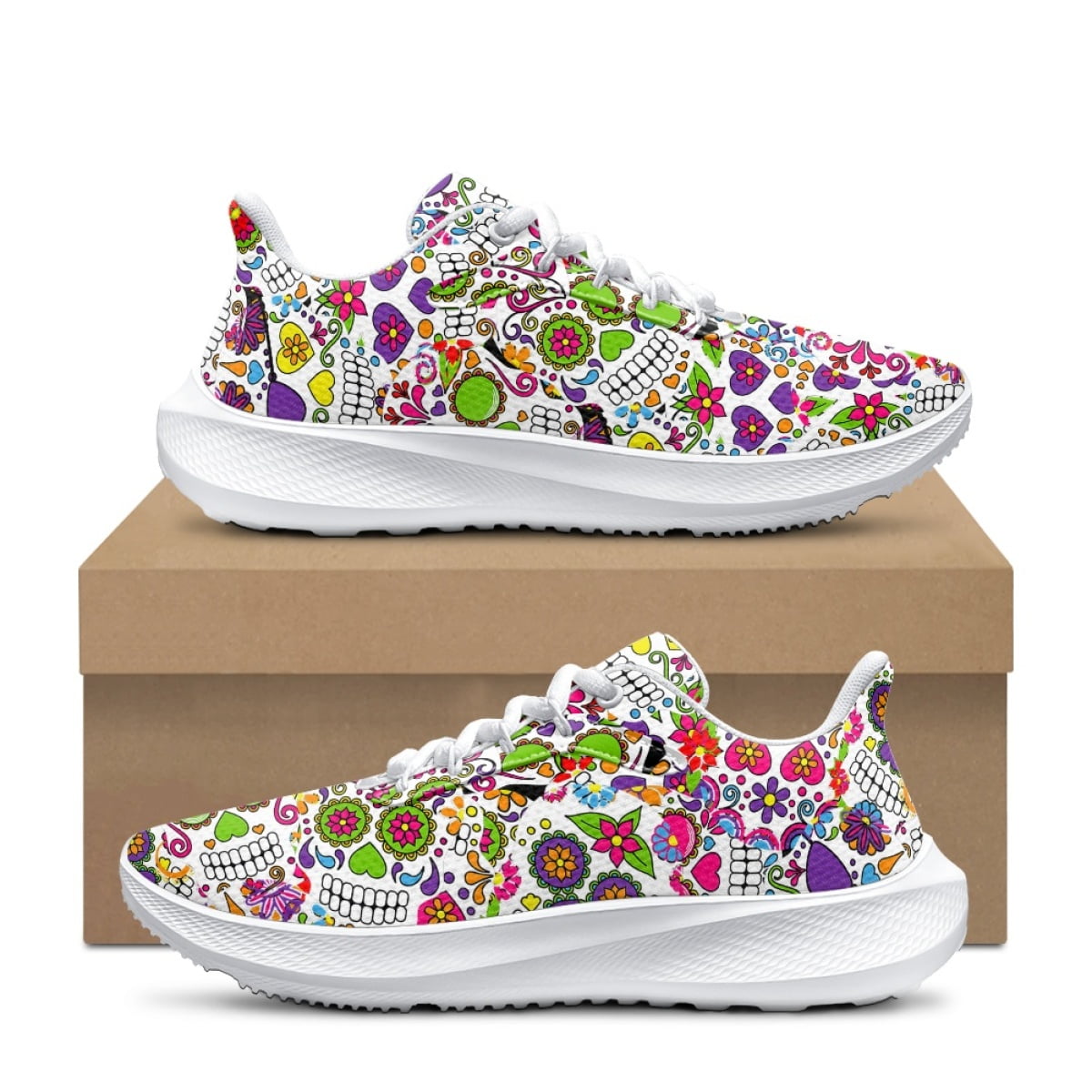 Sugar Skull Print Wear Resistat Running Shoes Outdoor Non-Slip