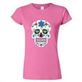 thumbnail image 1 of Sugar Skull Printed Lady T-shirt Day Of The Dead Pink Tee Large, 1 of 2