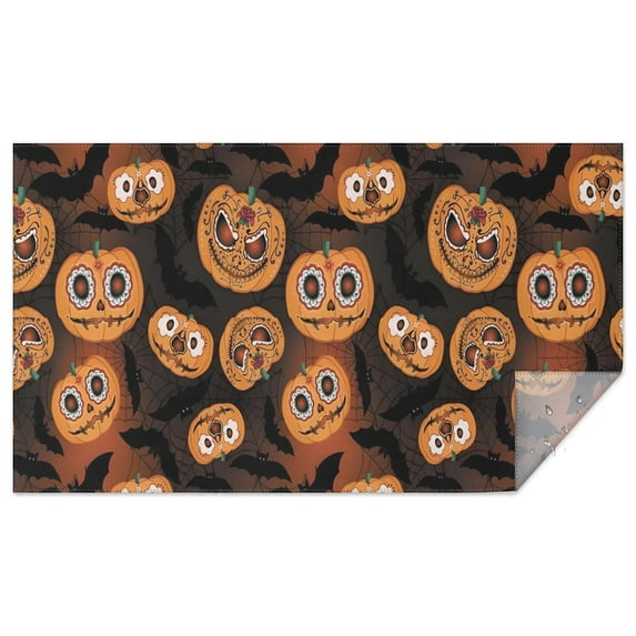 Sugar Skull Pumpkins Halloween Pattern Rectangle Tablecloth 60"x102",Waterproof Polyester Rectangle Table Cloth, Wipeable Spillproof Polyester Tablecloth for Dining, Camping, Indoor and Outdoor