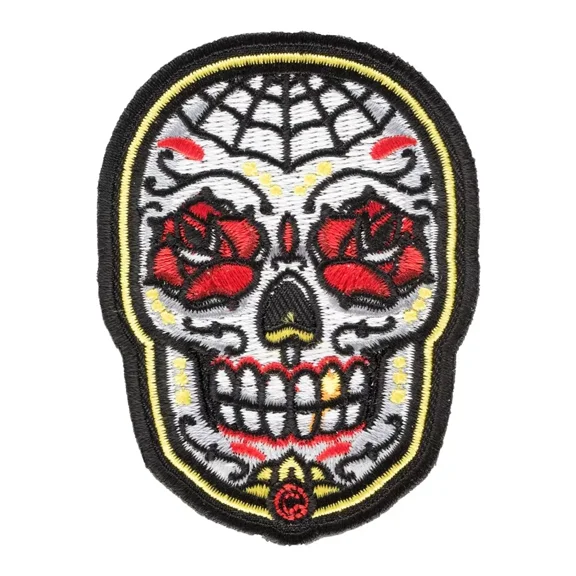 Sugar Skull Rose Ojos Patch, Day Of The Dead Patches