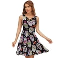 thumbnail image 1 of Sugar Skull Roses Designs Women's Tank Dress V Neck Sleeveless Summer Sundress, 1 of 7