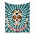 thumbnail image 1 of Sugar Skull Soft Flannel Fleece Blanket, Graphic Sugar Skull Ornamented with Diamond Leaf and Heart Shapes for Carnival, Cozy Plush for Indoor and Outdoor Use, 70" x 90", Multicolor, by Ambesonne, 1 of 6