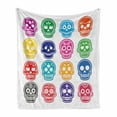 thumbnail image 1 of Sugar Skull Soft Flannel Fleece Throw Blanket, Cartoon Style Abstract Sugar Skull Representing Different Emotions, Cozy Plush for Indoor and Outdoor Use, 50" x 70", Multicolor, by Ambesonne, 1 of 6