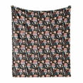 thumbnail image 1 of Sugar Skull Soft Flannel Fleece Throw Blanket, Funky and Pattern with Spooky Skulls Floral Wreaths Hearts, Cozy Plush for Indoor and Outdoor Use, 60" x 80", Black and Multicolor, by Ambesonne, 1 of 6