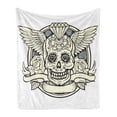 thumbnail image 1 of Sugar Skull Soft Flannel Fleece Throw Blanket, Illustration of Calavera Diamond and Roses Vintage Revival Design, Cozy Plush for Indoor and Outdoor Use, 50" x 60", Cream Grey Black, by Ambesonne, 1 of 6