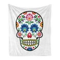 thumbnail image 1 of Sugar Skull Soft Flannel Fleece Throw Blanket, Polish Folkloric Art Style Mexican Sugar Skull Design Carnival Theme, Cozy Plush for Indoor and Outdoor Use, 70" x 90", Multicolor, by Ambesonne, 1 of 5