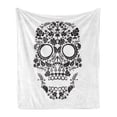 thumbnail image 1 of Sugar Skull Soft Flannel Fleece Throw Blanket, Tradition Latin Celebration Special Day Monochromatic Artwork, Cozy Plush for Indoor and Outdoor Use, 60" x 80", White and Black, by Ambesonne, 1 of 6