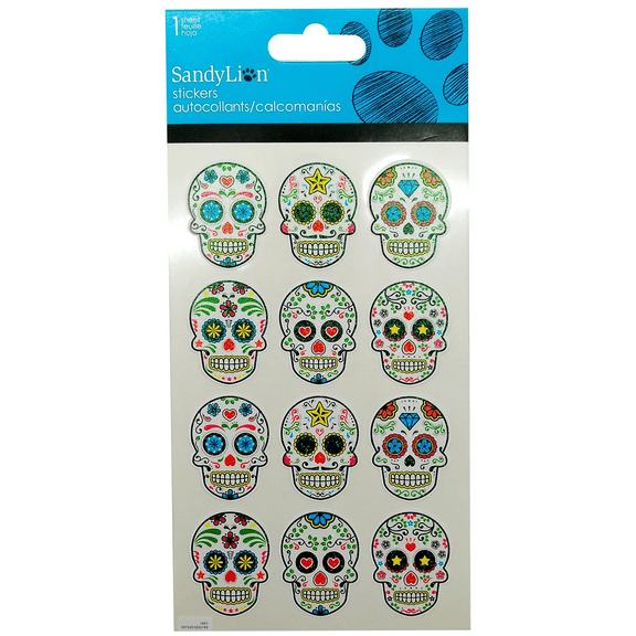 Sugar Skull Stickers, Vibrant Day of the Dead Designs for Halloween Fun, Scrapbooks, Notebooks, Gear Decoration, Featuring Eye Popping Colors, Carnival Inspired Patterns to Celebrate in Style