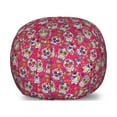 thumbnail image 1 of Sugar Skull Storage Toy Bag Chair, All Saints Day Oriental Mexican Flowers Hearts Vibrant Design Print, Stuffed Animal Organizer Washable Bag, Small Size, Hot Pink Purple Green, by Ambesonne, 1 of 3