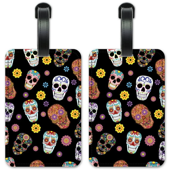 Sugar Skull Toss - Luggage ID Tags / Suitcase Identification Cards - Set of 2