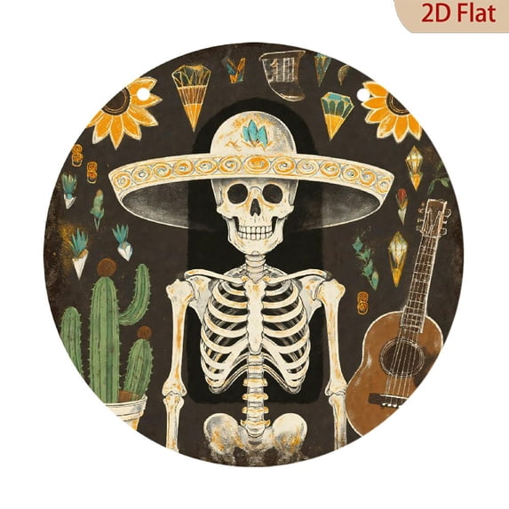 Printable Sign Photo Sugar Skull Wall Art Decor, Mexican Dia De Los Muertos Metal Round Sign ...