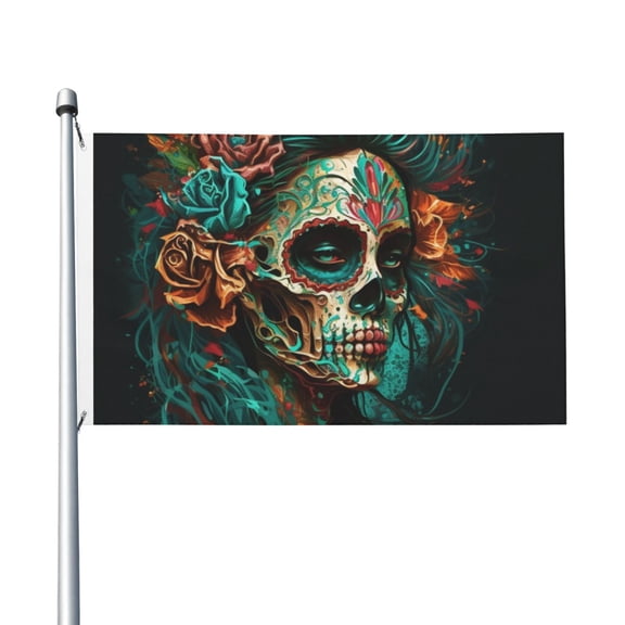 Sugar Skull Zombie Rose Flag 3X5 Ft Garden Yard House Flags Banner Sign Outdoor Indoor Party Home Garden Decoration