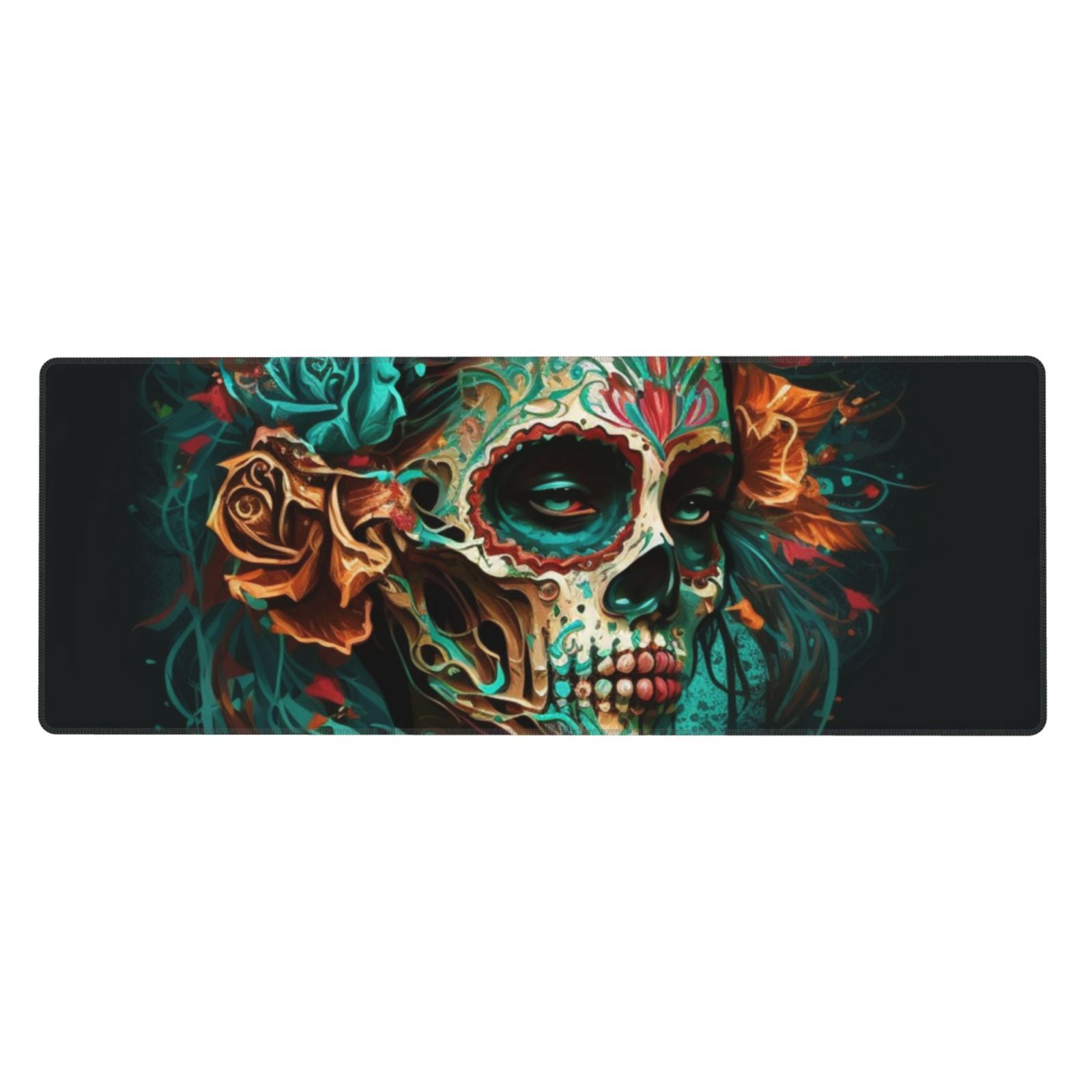 Sugar Skull Zombie Rose Mouse Pad Extended Large Gaming Mousepad Non-Slip Rubber Big Keyboard Desk Mat 31.5 X 11.8 Inch