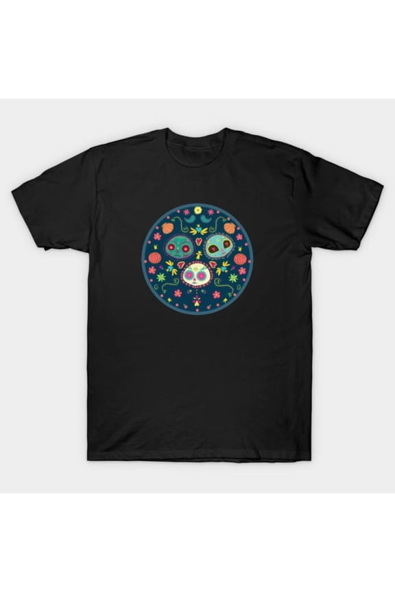 Sugar Skulls Day of the Dead Dia de los Muertos Design, K24880 Unisex T-Shirt – Extended Sizes Up to 5XL