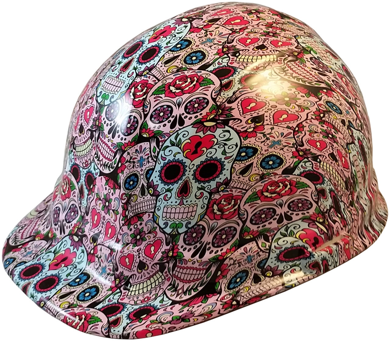 Sugar Skulls Hydro Dipped Hard Hats Cap Style Design with 4 Pt Suspension