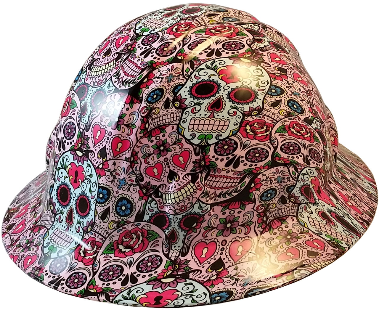 Sugar Skulls Hydro Dipped Hard Hats Full Brim Style with 4 Pt Suspension