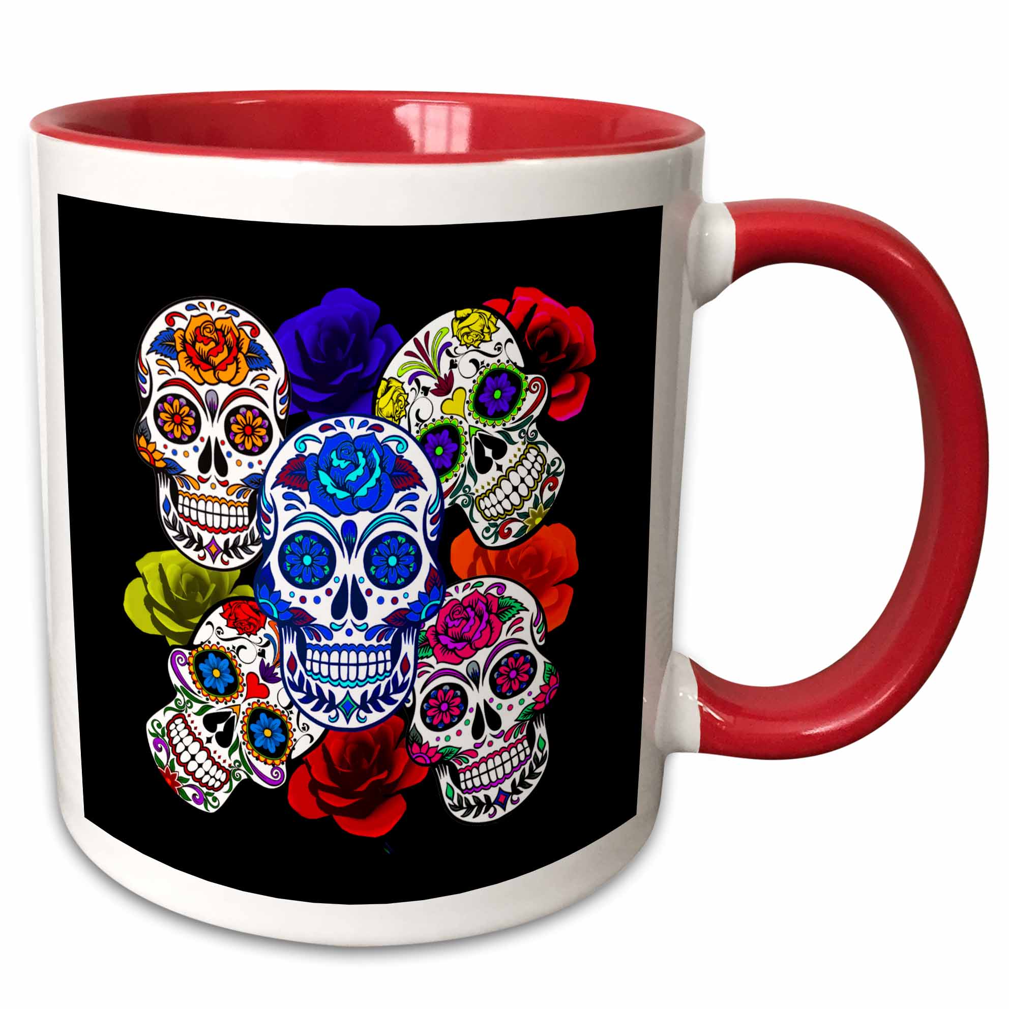Personalized Monogram Mug With Initial 'E' - Black & White Chevron Design, Two-Tone Red Interior, 11oz
