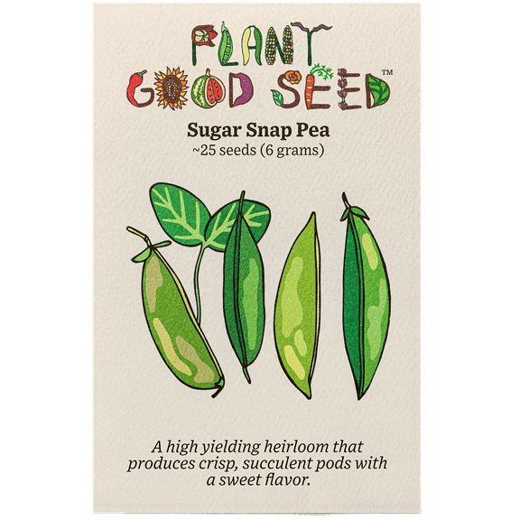 Plant Good Seed Organic Sugar Snap Pea Seeds - Heirloom, Plump Succulent Pods, 25 Seed packet