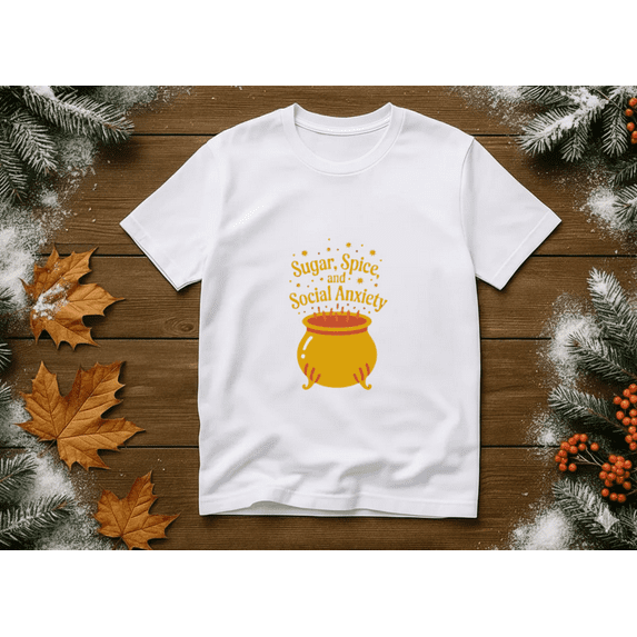 Sugar Spice Social Anxiety Funny Relatable Winter Humor Unisex T-Shirt, up to size 5XL