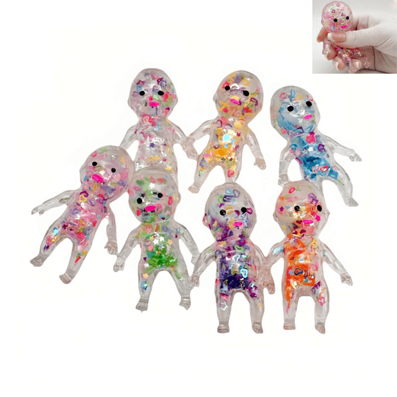Babies Sugar Swaps Squishy Toys Sparkly Sugar Baby Toys, Squeeze Stretch Collect Trade Stress Relief Sensory Fidget Toys for Kids Adults 3pcs random B