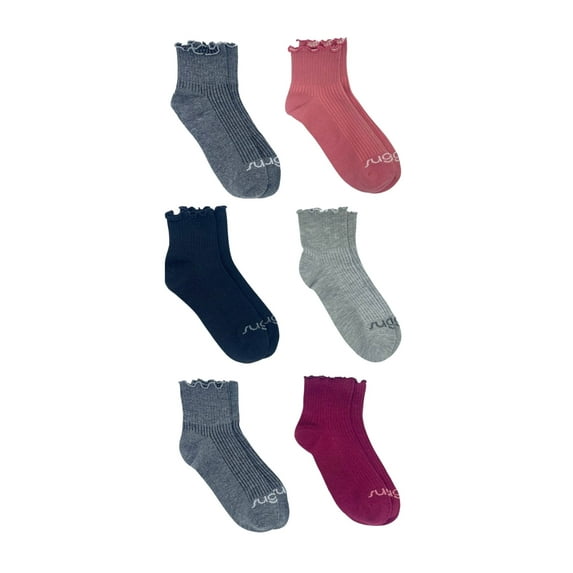 Sugar Women's Ruffle Capri Socks, 6-Pack, Size 4-10