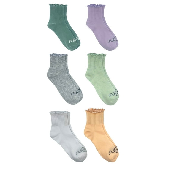 Sugar Women's Ruffle Capri Socks, 6-Pack, Size 4-10