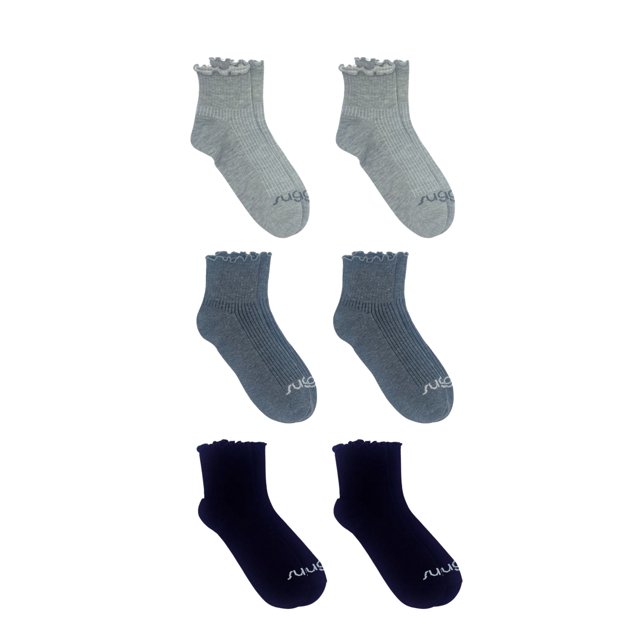 Sugar Women's Ruffle Capri Socks, 6-Pack, Size 4-10