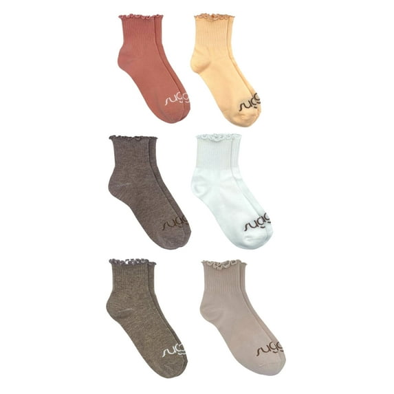 Sugar Women's Ruffle Capri Socks, 6-Pack, Size 4-10