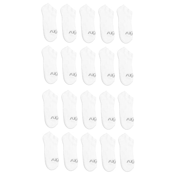 Sugar Women's Scallop No-Show Socks, 20-Pack, Size 4-10