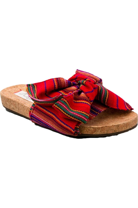 Women's Xenon Cork Flat Bow Sandal Slide, Red, Size 11.0