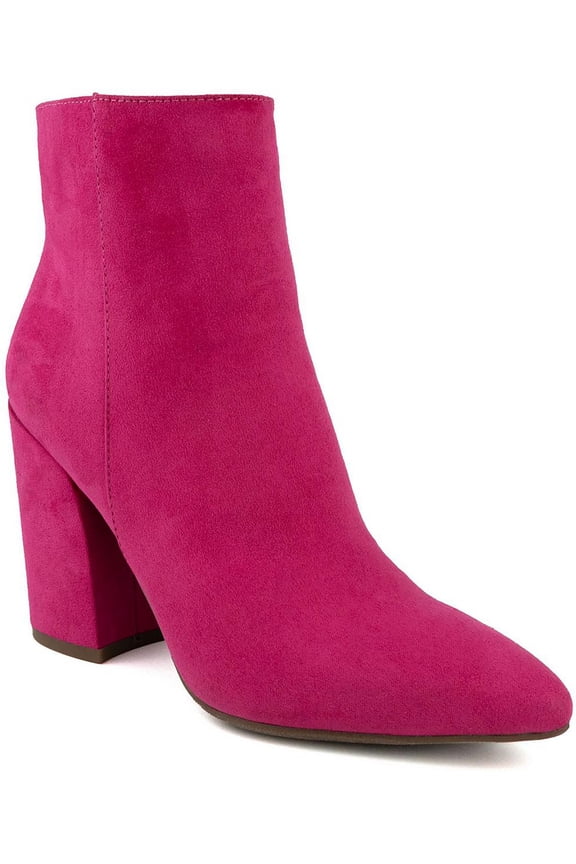 Womens Evvie Faux Leather Zipper Ankle Boots