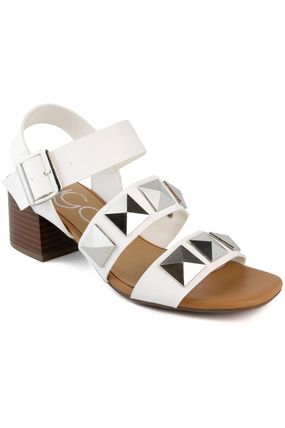 Womens Faux Leather Open Toe Block Heel