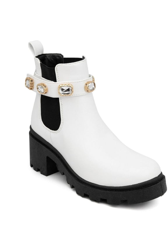 Womens Favorite Faux Leather Rhinestones Booties