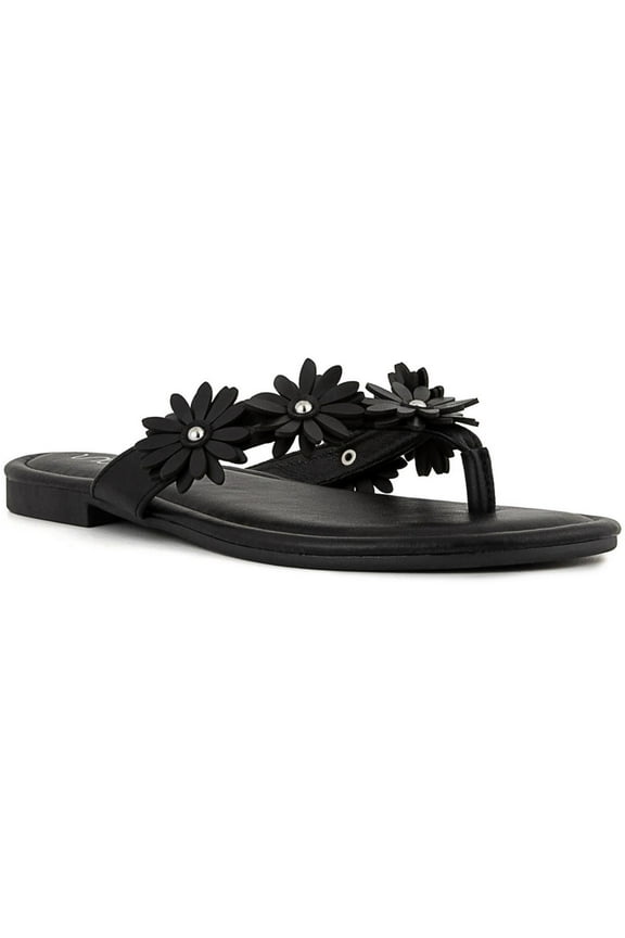 Womens Finnesse Embellished Faux Leather Thong Sandals