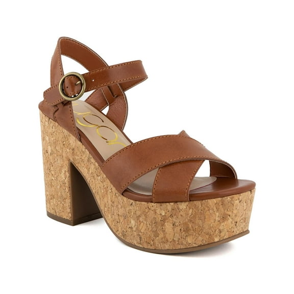 Sugar Womens Lydia Criss-Cross Front Faux Leather Platform Sandals