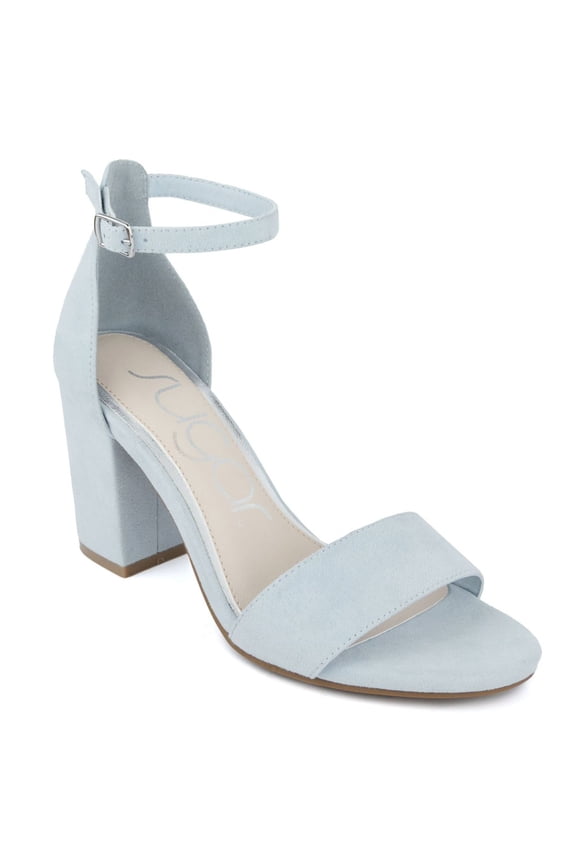 Womens Light Blue Cushioned Adjustable Ankle Strap Machelene Open Toe Block Heel Buckle Dress Heeled Sandal 9.5 M