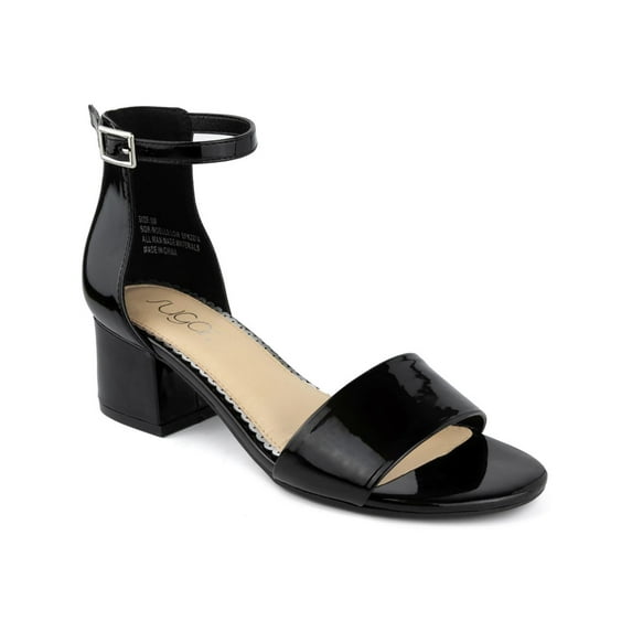 Sugar Womens Noelle Low Ankle Strap Glitter Heel Sandals