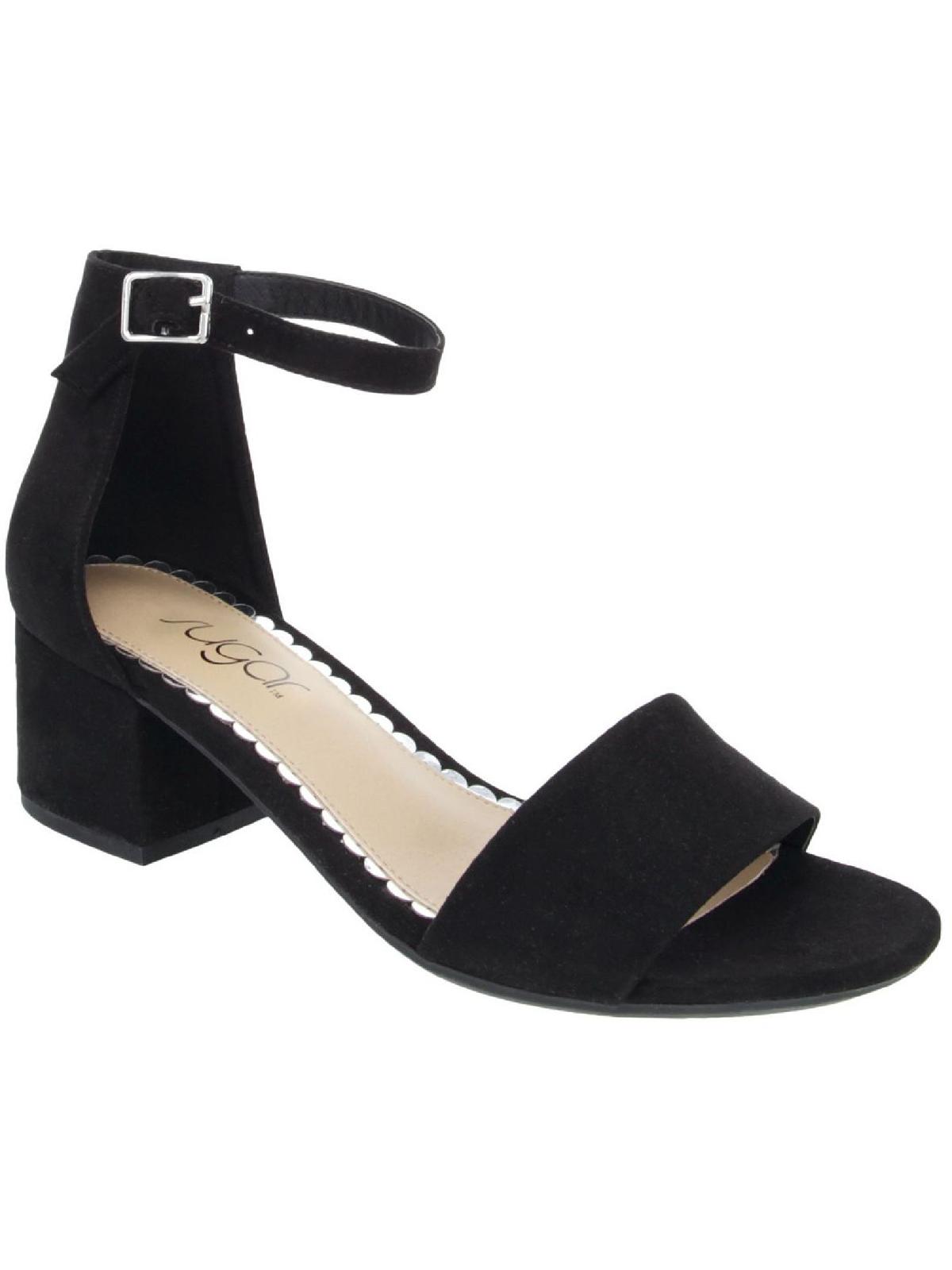 Sugar Womens Noelle Low Ankle Strap Glitter Heel Sandals