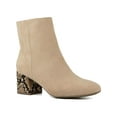 thumbnail image 1 of Sugar Womens Olive Microsuede Snake Print Ankle Boots, 1 of 4