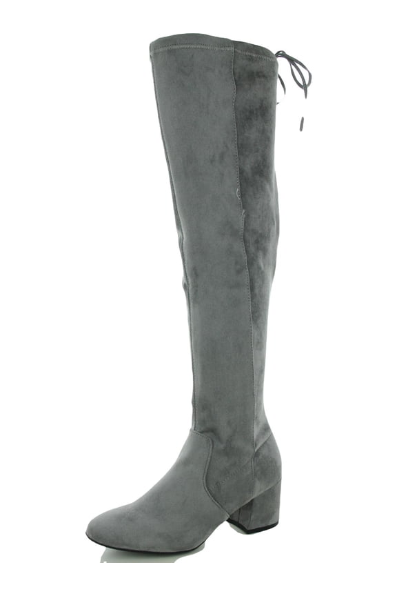 Womens Ollie Faux Suede Round Toe Over-The-Knee Boots