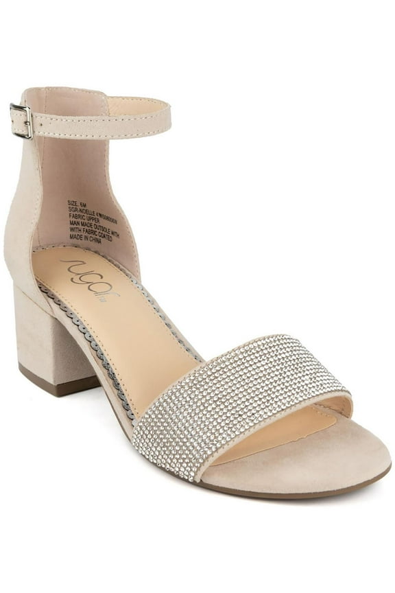 Womens SGRNOELLE4 Faux Suede Rhinestone Block Heel