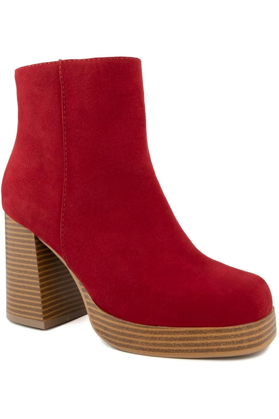 Womens Warrant Faux Leather Platform Booties