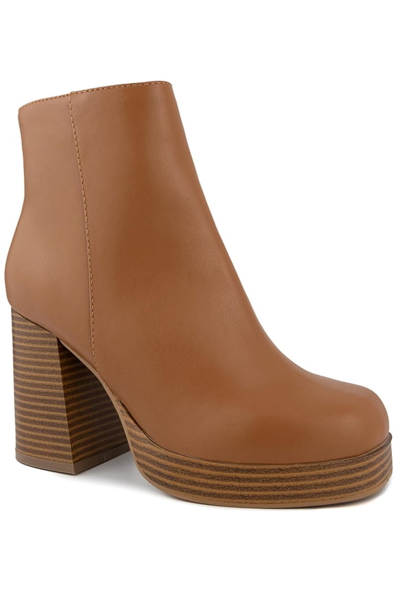 Womens Warrant Faux Leather Platform Booties