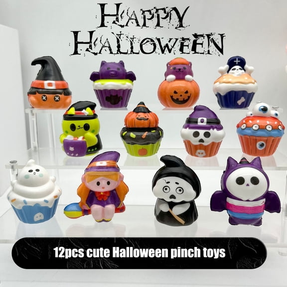 SugarBloom 12pcs Halloween Themed Squeeze Toys, Interesting Doll Decompression Toys, Assorted Slow Rising Funny Novelties,