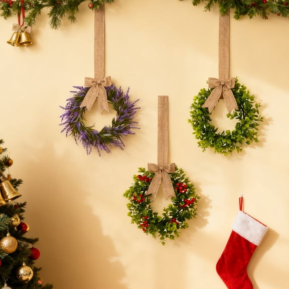 SugarBloom 15.7-Inch Christmas Wreath 3D Simulation Hanging Decoration, Suitable For Front Doors Cabinets Weddings Home Walls Interior Decorations, 40Cm Size With Ribbon Accent,A
