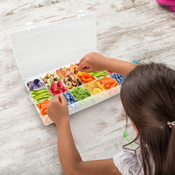SugarBloom 18-Compartment Detachable Snack Storage Box, Stackable Plastic Container for Travel Snacks and Spices,Transparent