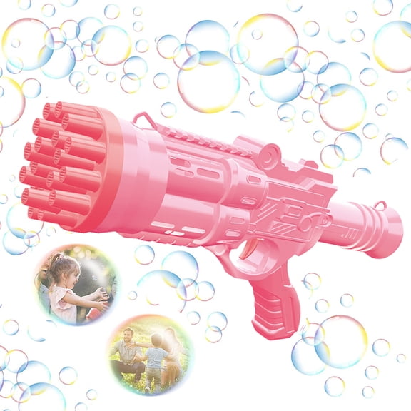YujiCraft 24-Hole Automatic Bubble Gun Machine, Bubble Maker for Outdoor Fun and Party Favors (Batteries and Bubble Solution Not Included),Pink